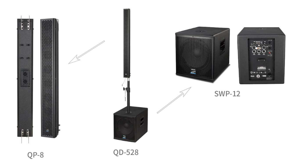 8单元线性音柱+12寸有源DSP超低音